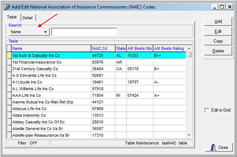 NAIC Carrier Code Lookup .